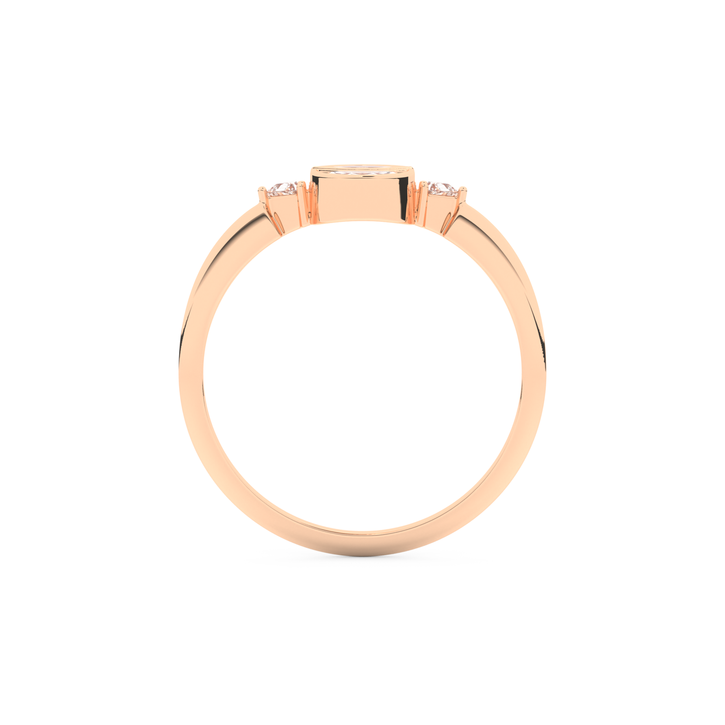 Wedding Band with 0.39 CT Triangle, Half Moon & Round Cut Moissanite – Yellow, White, or Rose Gold