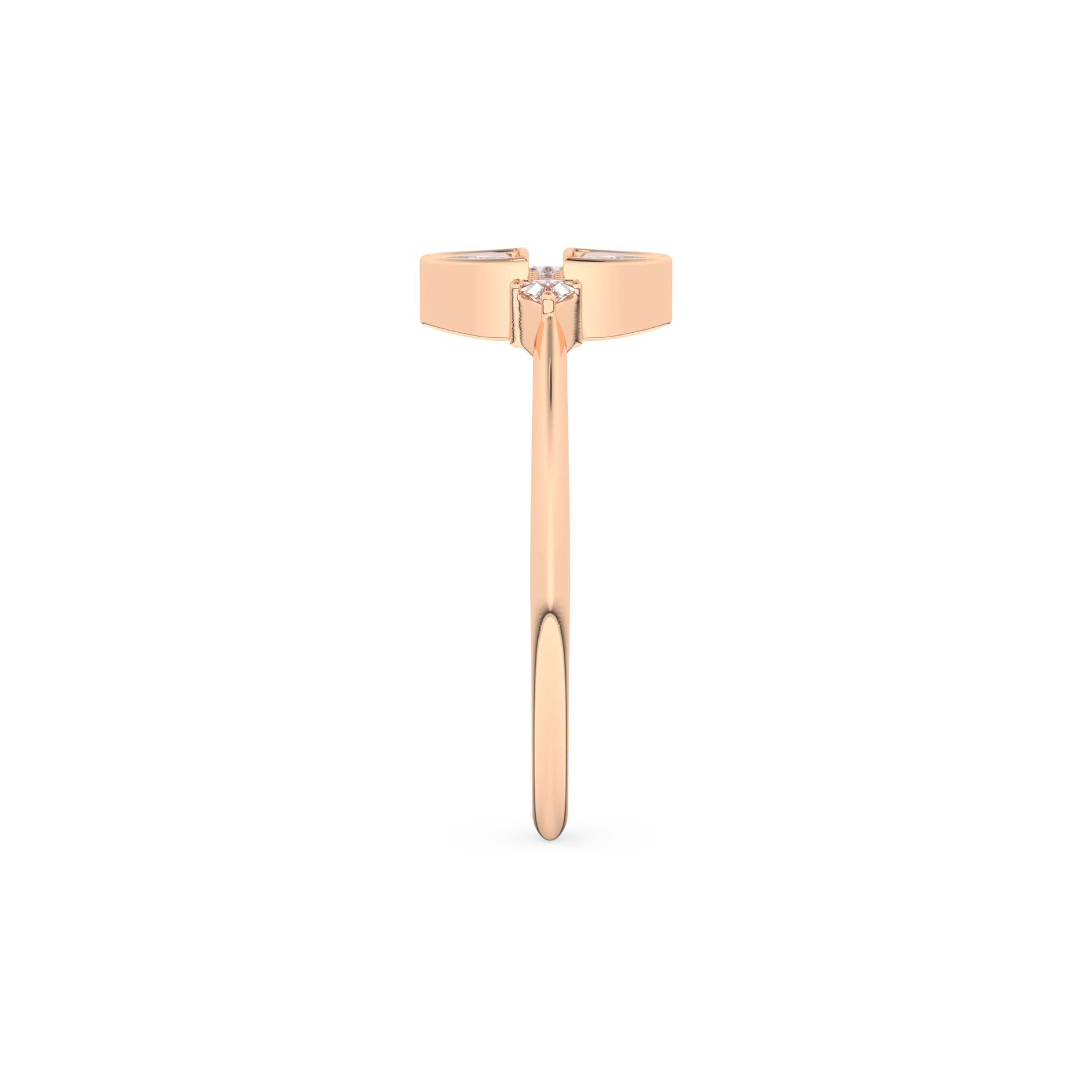 Wedding Band with 0.39 CT Triangle, Half Moon & Round Cut Moissanite – Yellow, White, or Rose Gold