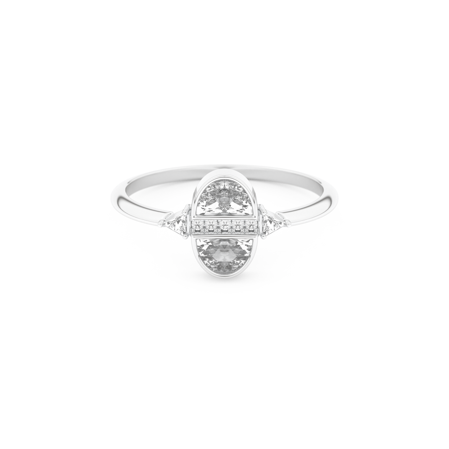 Wedding Band with 0.39 CT Triangle, Half Moon & Round Cut Moissanite – Yellow, White, or Rose Gold