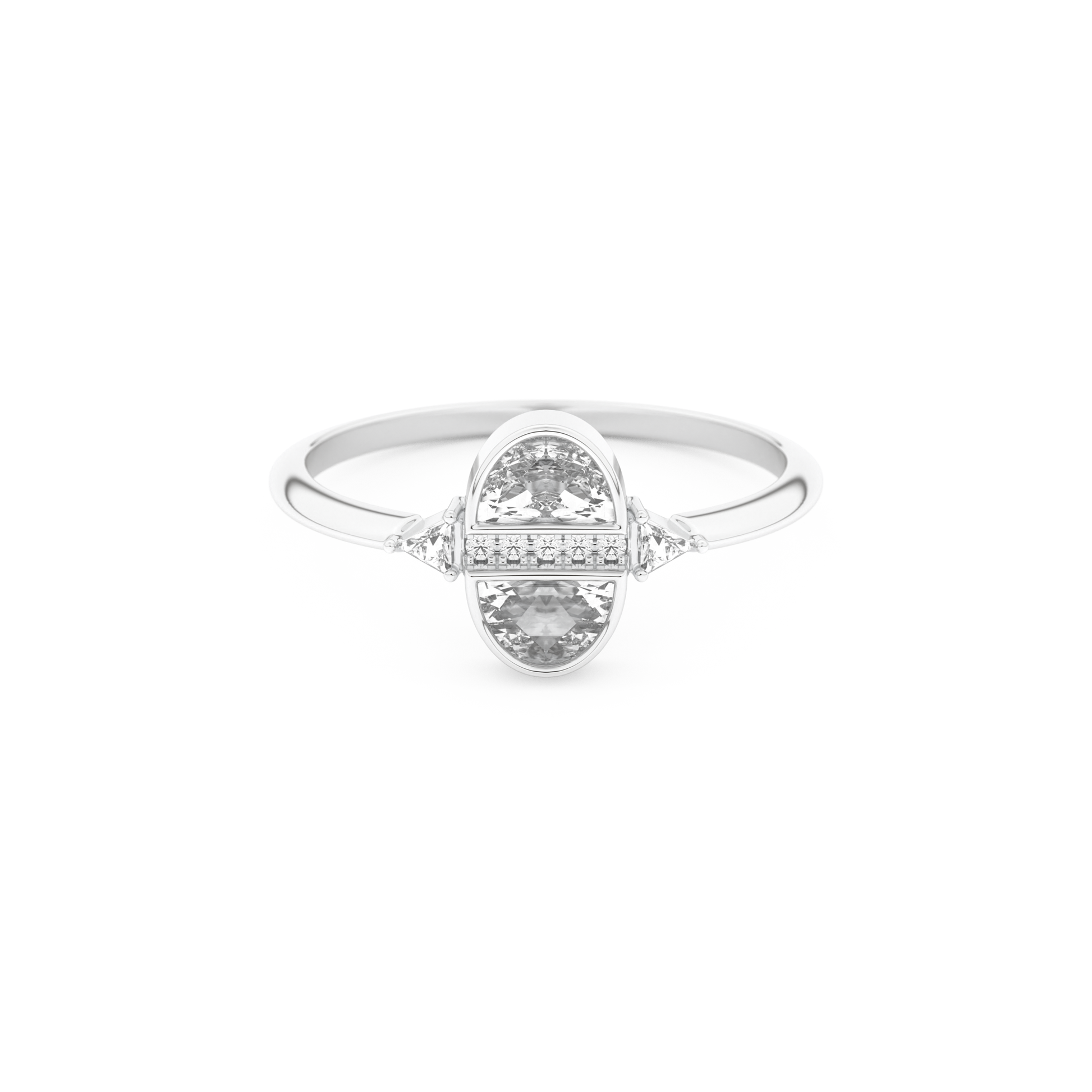 Wedding Band with 0.39 CT Triangle, Half Moon & Round Cut Moissanite – Yellow, White, or Rose Gold