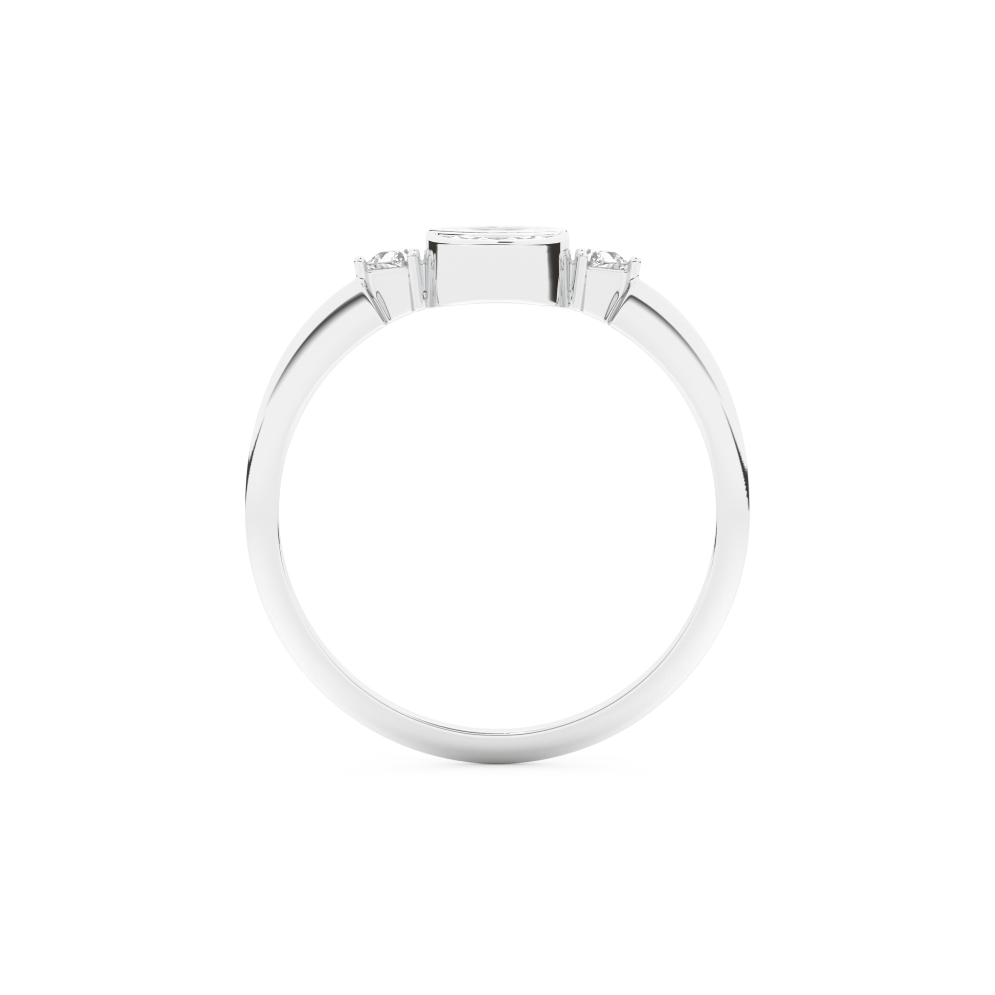 Wedding Band with 0.39 CT Triangle, Half Moon & Round Cut Moissanite – Yellow, White, or Rose Gold
