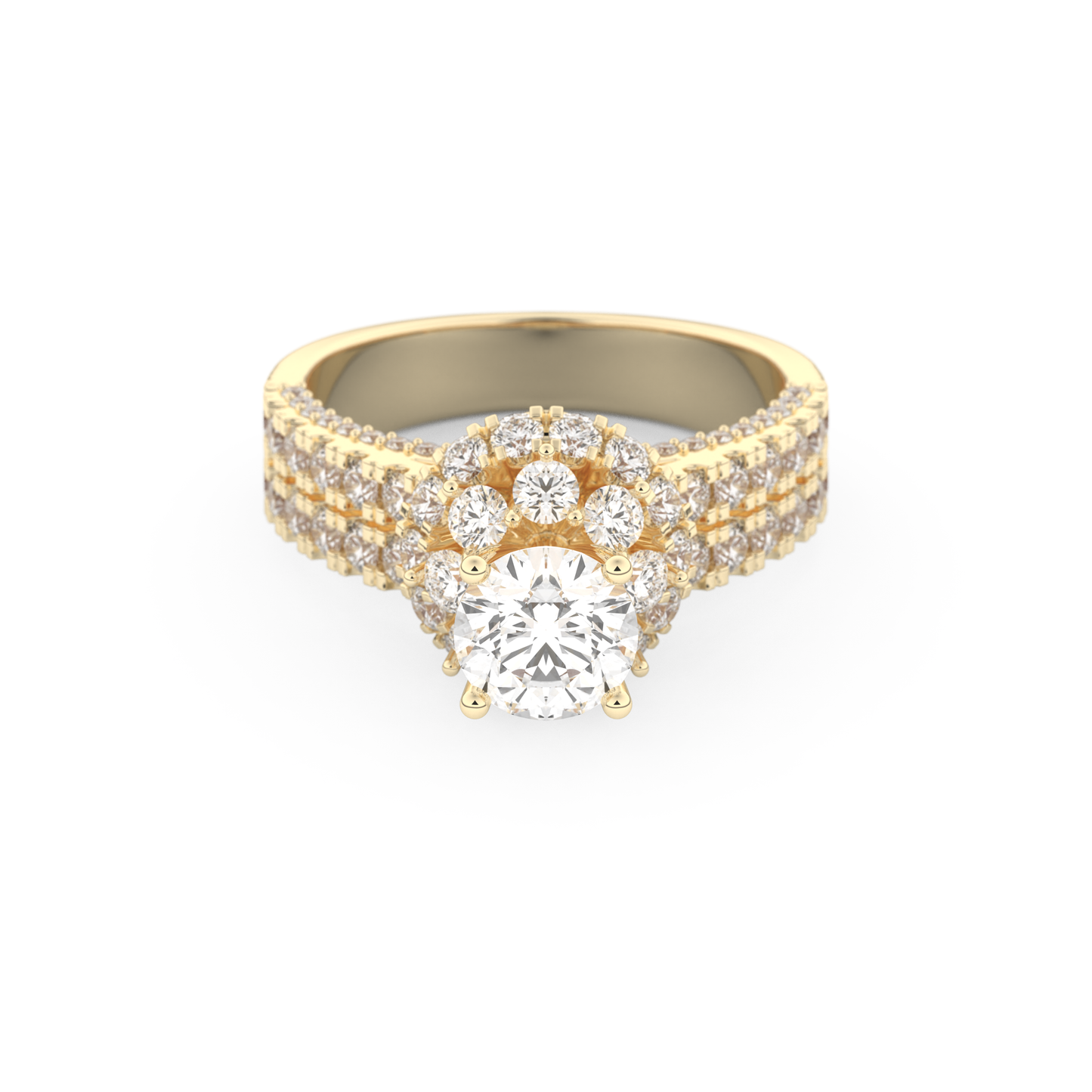 Elongated Round Cut 0.81 Carat Moissanite Ring – Halo & Pave Setting in Gold