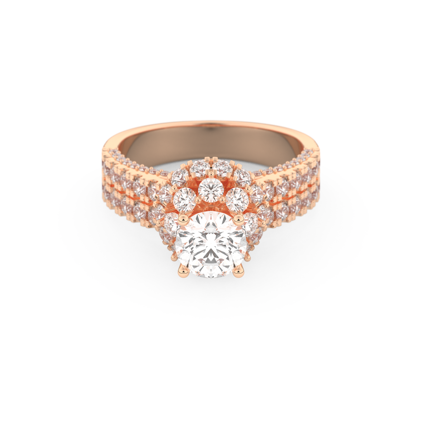 Elongated Round Cut 0.81 Carat Moissanite Ring – Halo & Pave Setting in Gold
