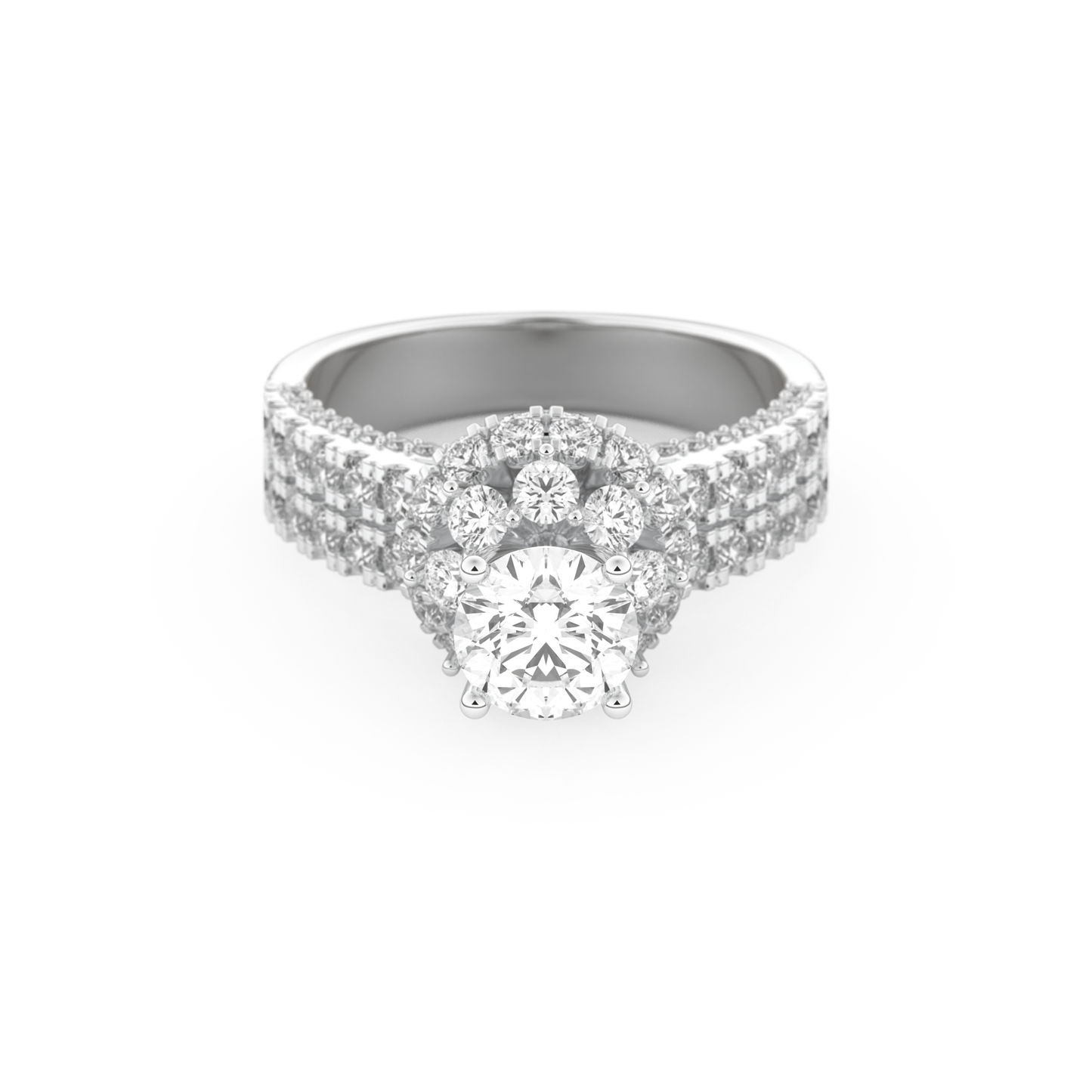 Elongated Round Cut 0.81 Carat Moissanite Ring – Halo & Pave Setting in Gold