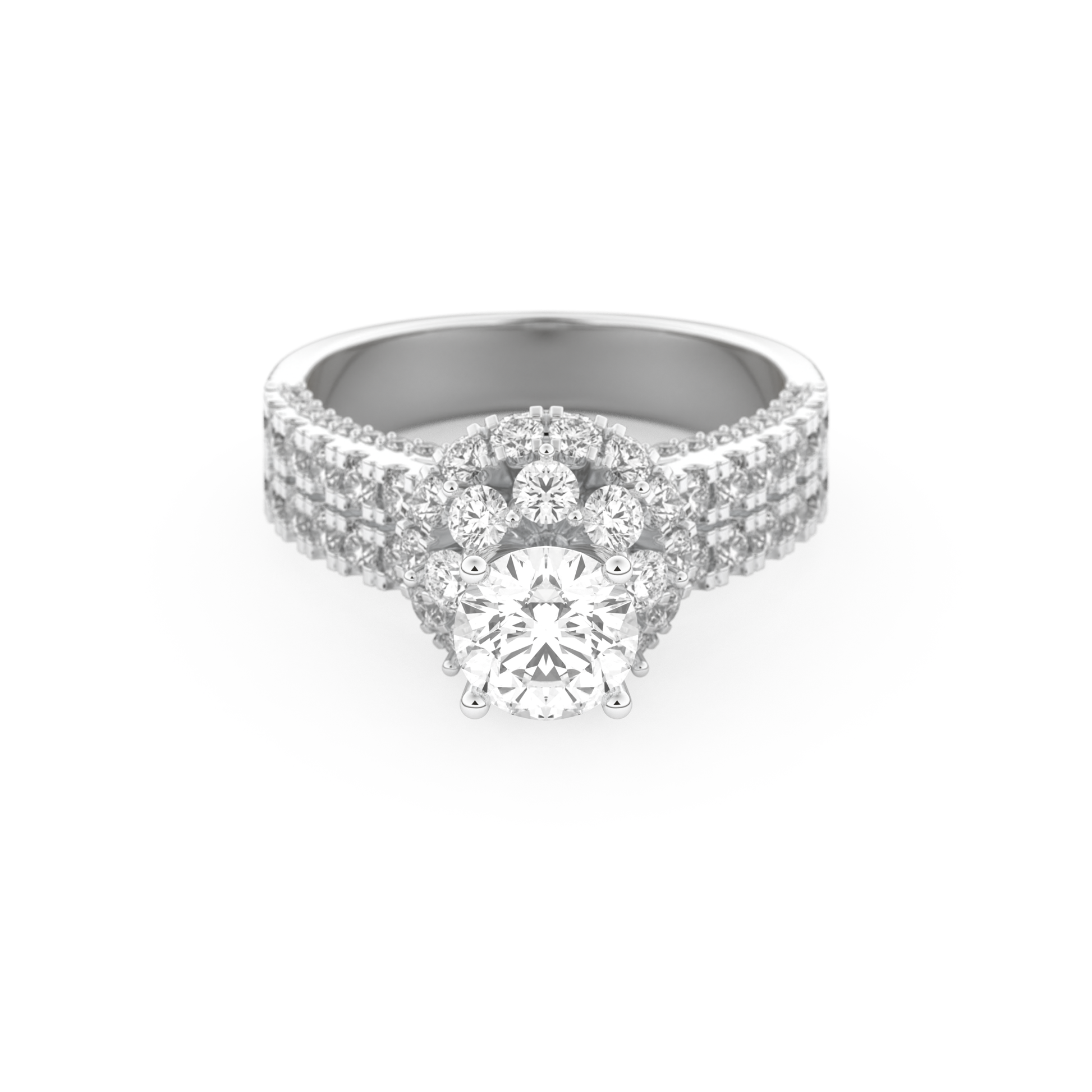 Elongated Round Cut 0.81 Carat Moissanite Ring – Halo & Pave Setting in Gold