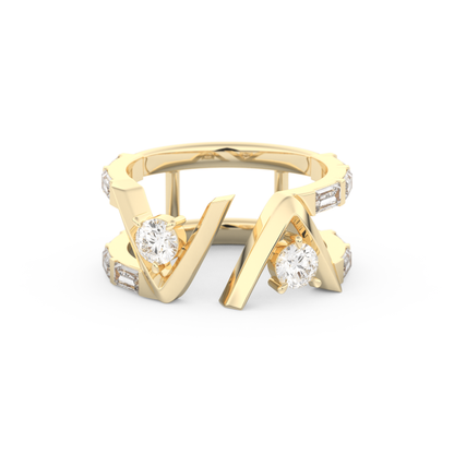 Half Eternity Wedding Band with 1.18 CT Round and Baguette Cut Moissanite – Yellow, White, or Rose Gold 1