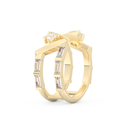 Half Eternity Wedding Band with 1.18 CT Round and Baguette Cut Moissanite – Yellow, White, or Rose Gold 4