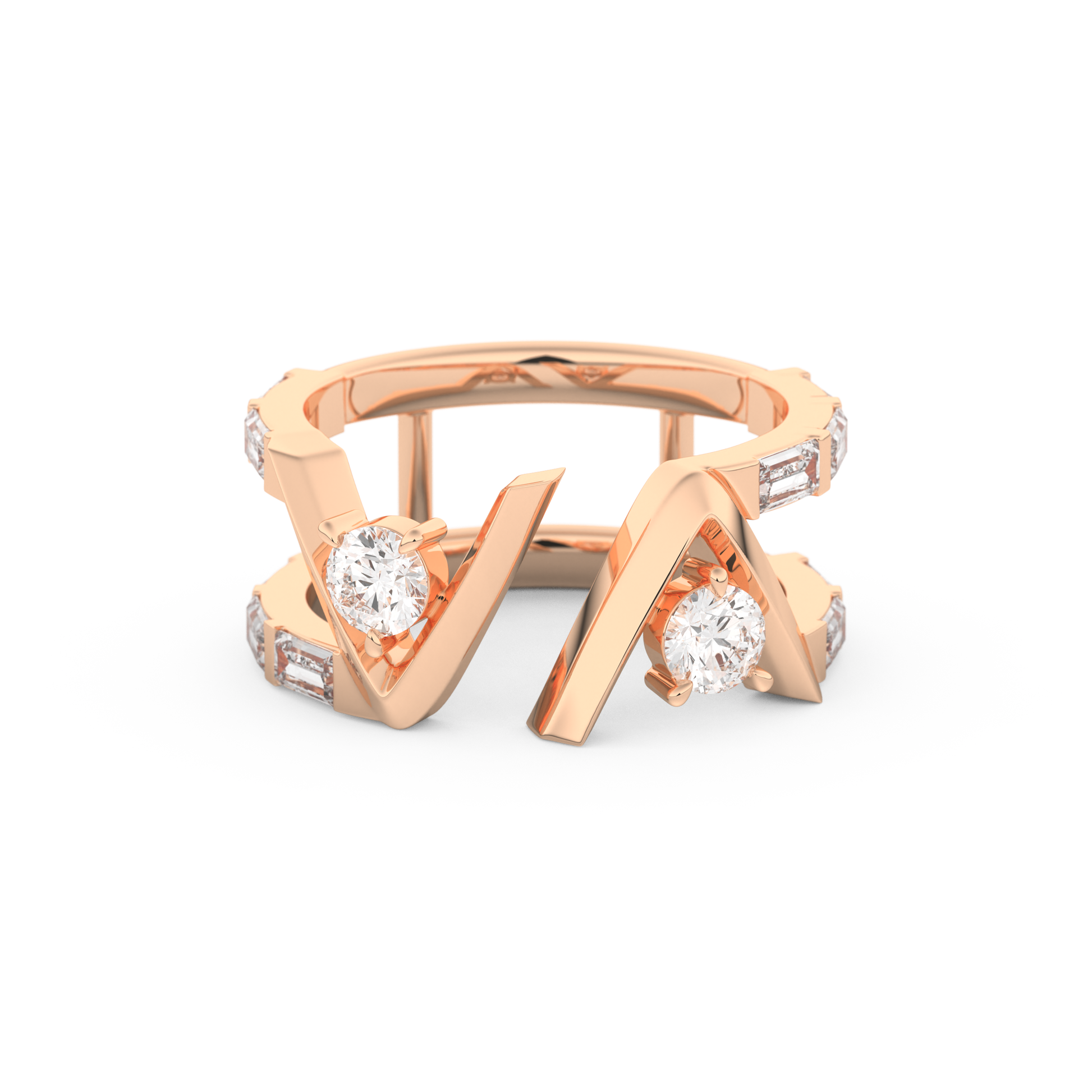 Half Eternity Wedding Band with 1.18 CT Round and Baguette Cut Moissanite – Yellow, White, or Rose Gold 13