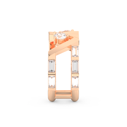 Half Eternity Wedding Band with 1.18 CT Round and Baguette Cut Moissanite – Yellow, White, or Rose Gold 18
