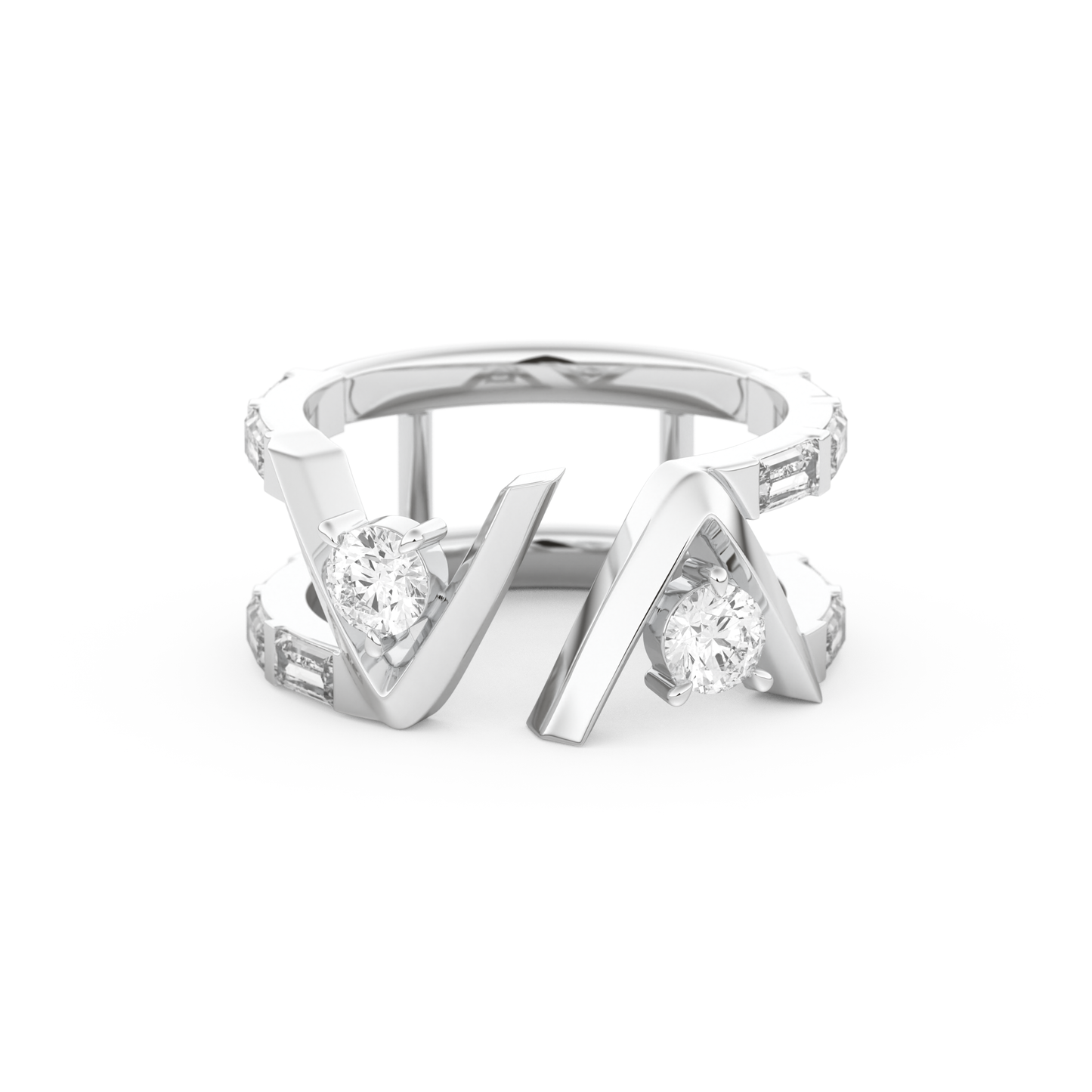 Half Eternity Wedding Band with 1.18 CT Round and Baguette Cut Moissanite – Yellow, White, or Rose Gold 7