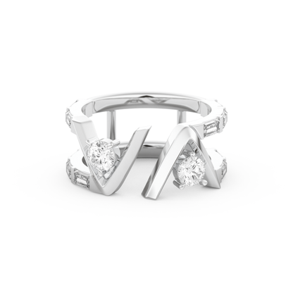 Half Eternity Wedding Band with 1.18 CT Round and Baguette Cut Moissanite – Yellow, White, or Rose Gold 7