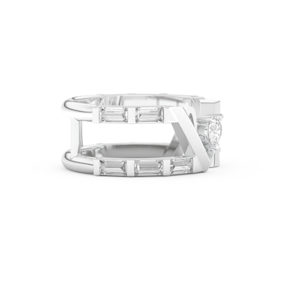 Half Eternity Wedding Band with 1.18 CT Round and Baguette Cut Moissanite – Yellow, White, or Rose Gold 12