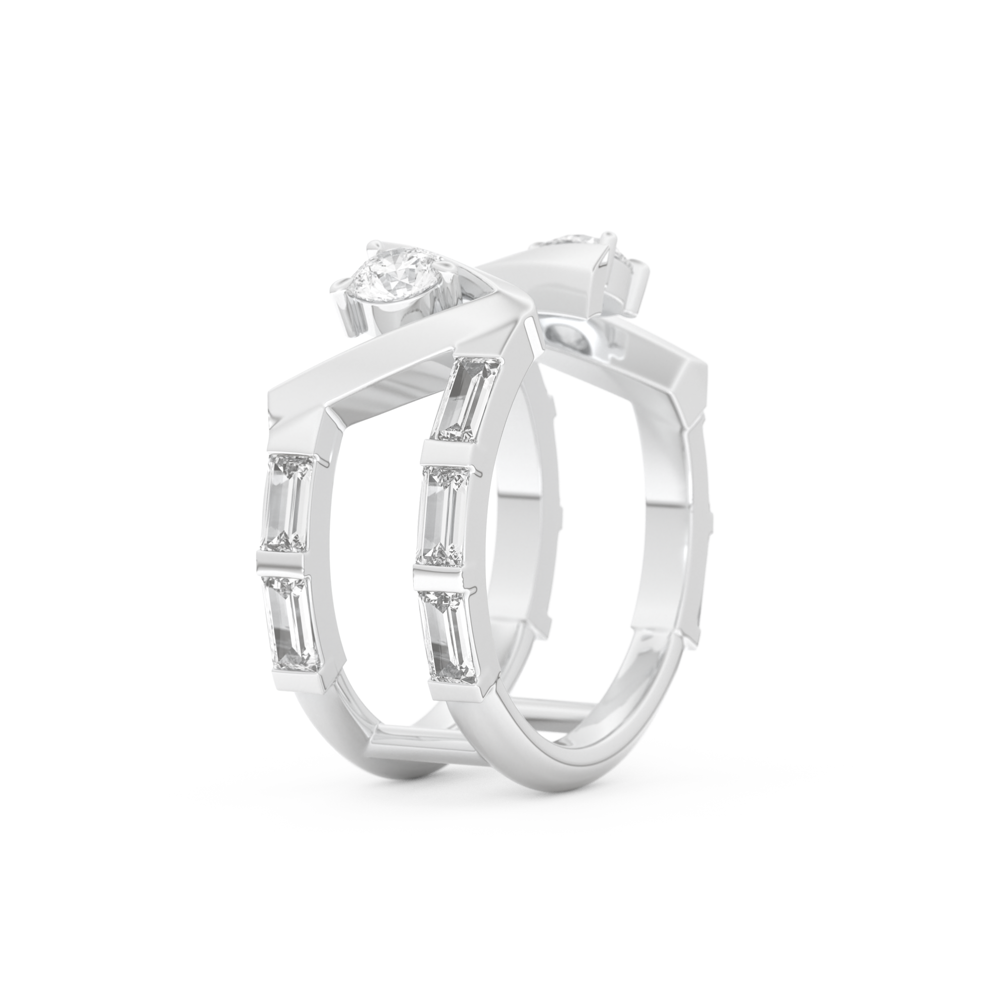 Half Eternity Wedding Band with 1.18 CT Round and Baguette Cut Moissanite – Yellow, White, or Rose Gold 8