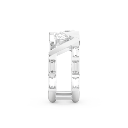 Half Eternity Wedding Band with 1.18 CT Round and Baguette Cut Moissanite – Yellow, White, or Rose Gold 10