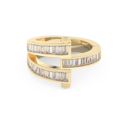 Half Eternity Wedding Band with 1.53 CT Round And Baguette Cut Moissanite – Yellow, White, or Rose Gold