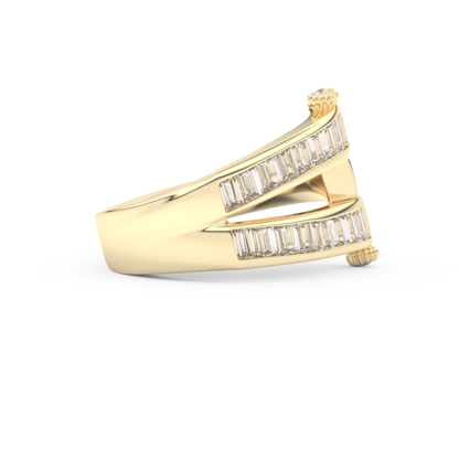 Half Eternity Wedding Band with 1.53 CT Round And Baguette Cut Moissanite – Yellow, White, or Rose Gold