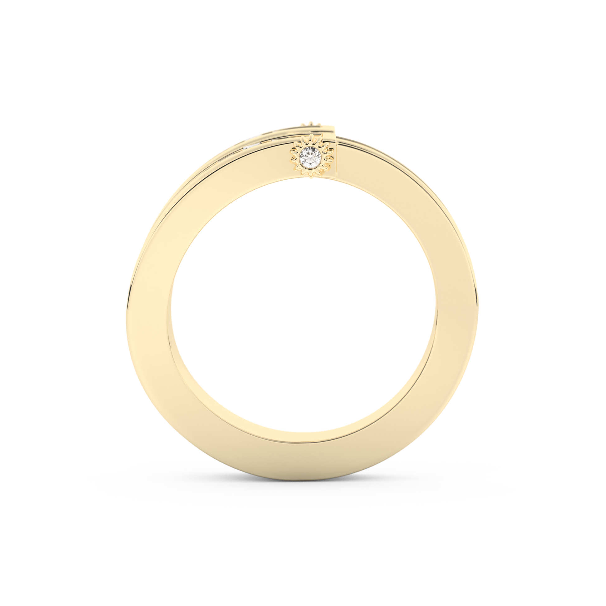 Half Eternity Wedding Band with 1.53 CT Round And Baguette Cut Moissanite – Yellow, White, or Rose Gold