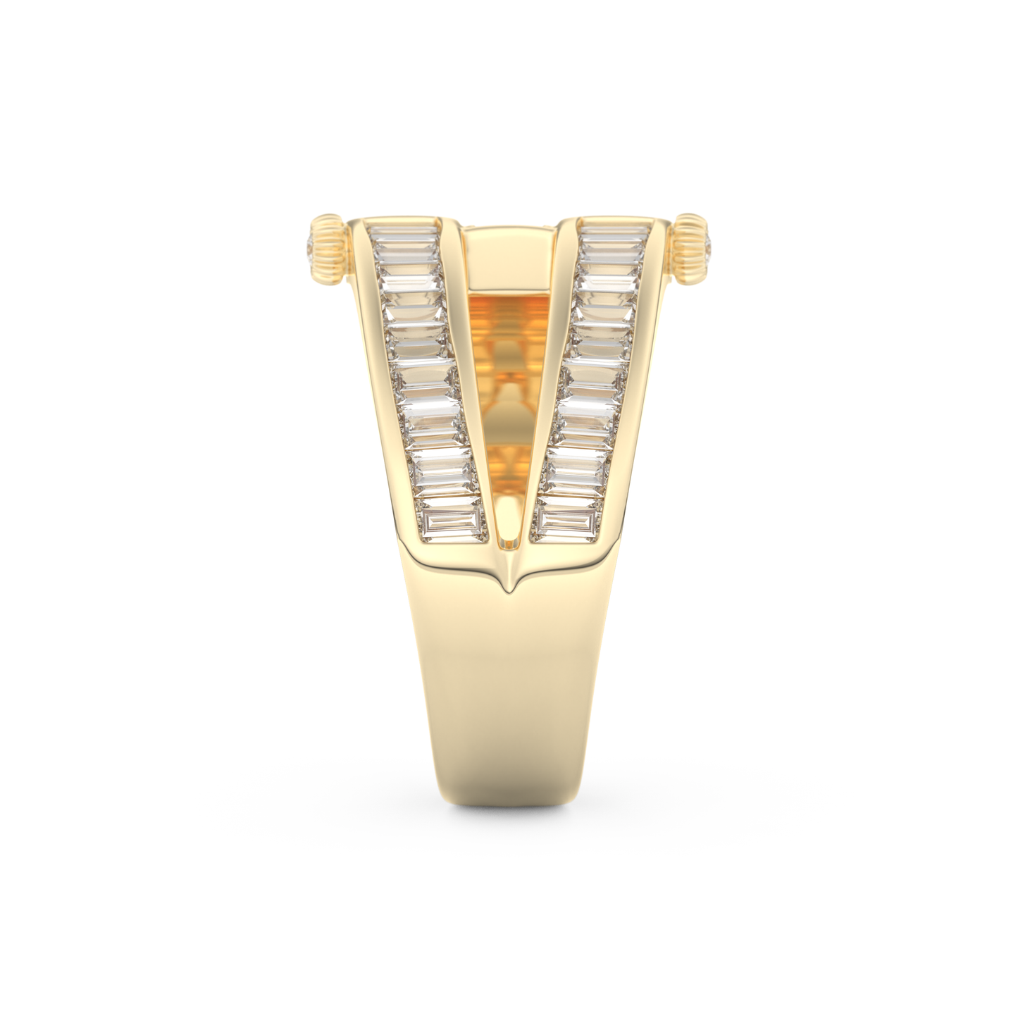 Half Eternity Wedding Band with 1.53 CT Round And Baguette Cut Moissanite – Yellow, White, or Rose Gold