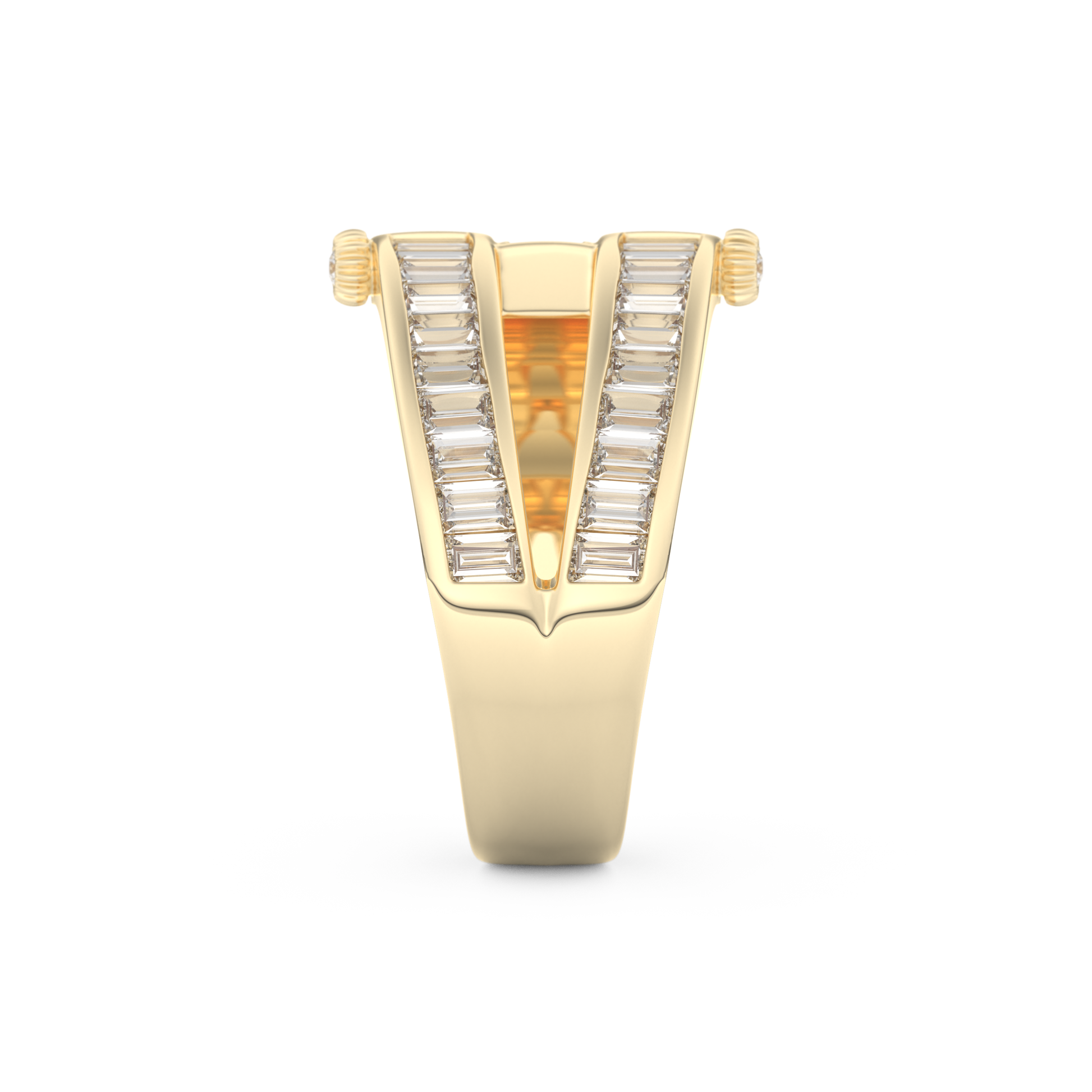 Half Eternity Wedding Band with 1.53 CT Round And Baguette Cut Moissanite – Yellow, White, or Rose Gold