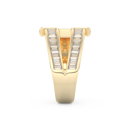 Half Eternity Wedding Band with 1.53 CT Round And Baguette Cut Moissanite – Yellow, White, or Rose Gold