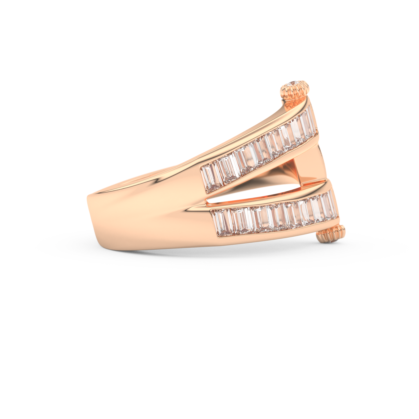 Half Eternity Wedding Band with 1.53 CT Round And Baguette Cut Moissanite – Yellow, White, or Rose Gold