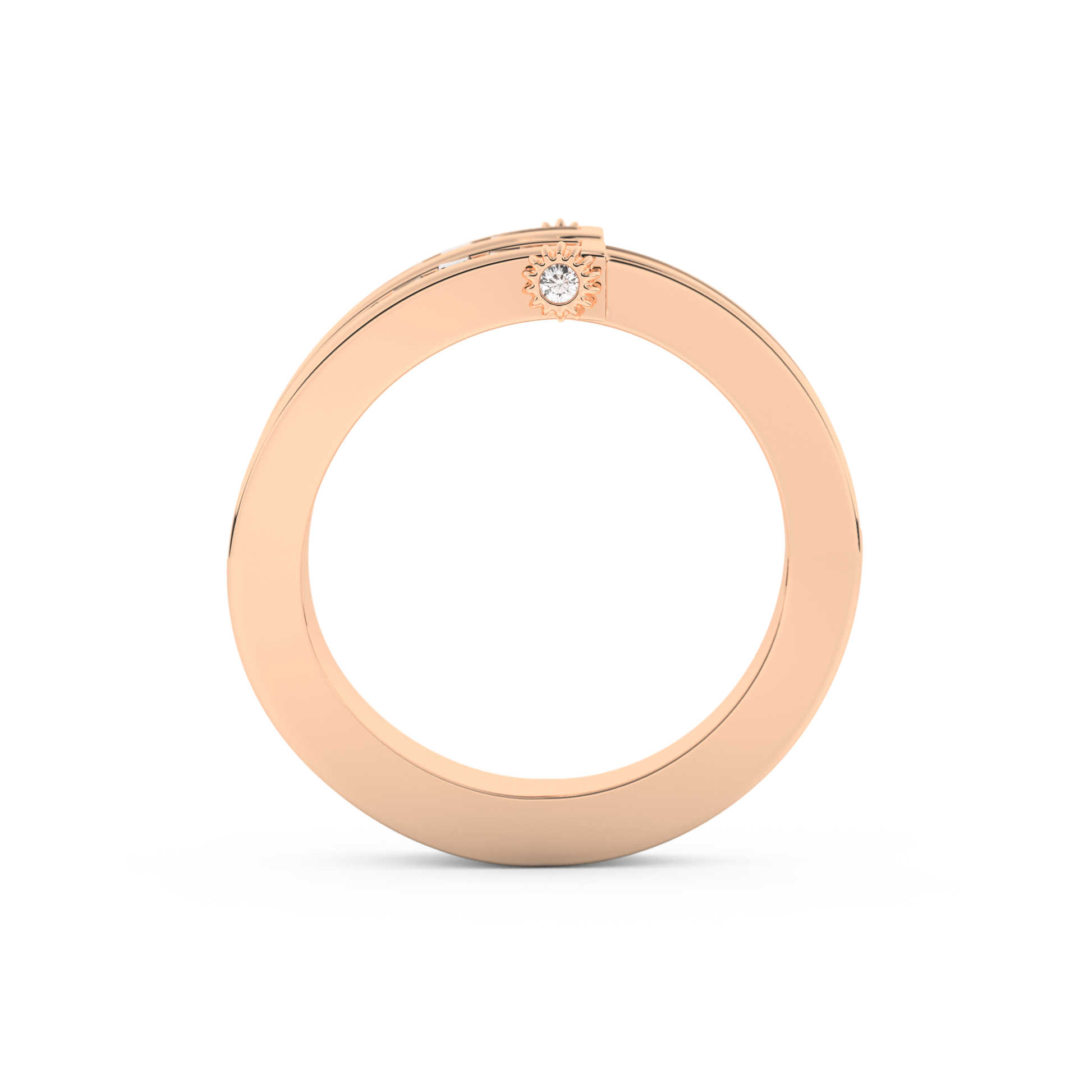 Half Eternity Wedding Band with 1.53 CT Round And Baguette Cut Moissanite – Yellow, White, or Rose Gold
