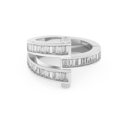 Half Eternity Wedding Band with 1.53 CT Round And Baguette Cut Moissanite – Yellow, White, or Rose Gold