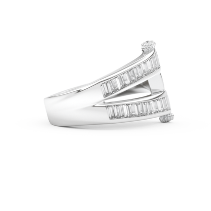 Half Eternity Wedding Band with 1.53 CT Round And Baguette Cut Moissanite – Yellow, White, or Rose Gold