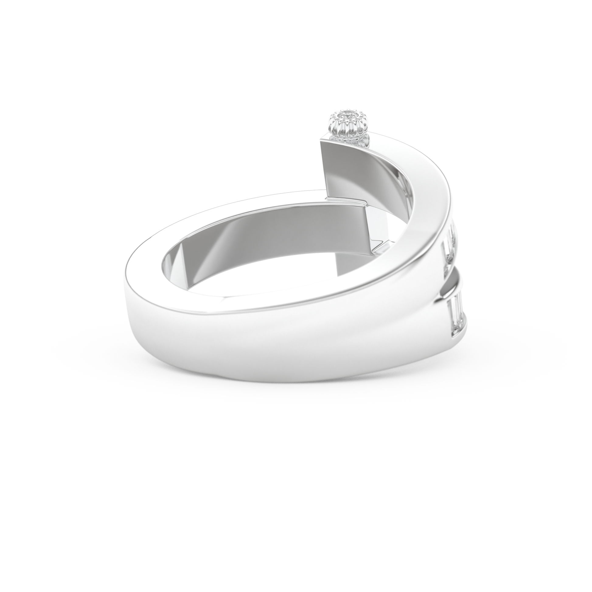 Half Eternity Wedding Band with 1.53 CT Round And Baguette Cut Moissanite – Yellow, White, or Rose Gold