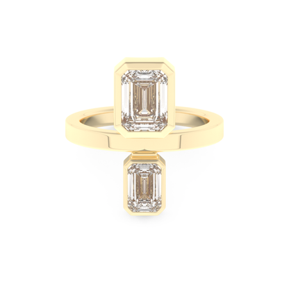Parallel Diamond Style Wedding Band with 2.43 CT Emerald Cut Moissanite – Yellow, White, or Rose Gold