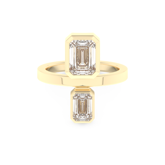 Parallel Diamond Style Wedding Band with 2.43 CT Emerald Cut Moissanite – Yellow, White, or Rose Gold