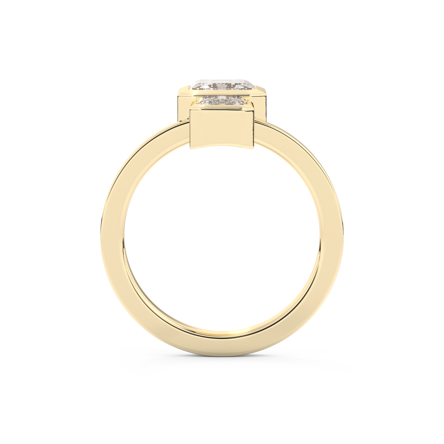 Parallel Diamond Style Wedding Band with 2.43 CT Emerald Cut Moissanite – Yellow, White, or Rose Gold