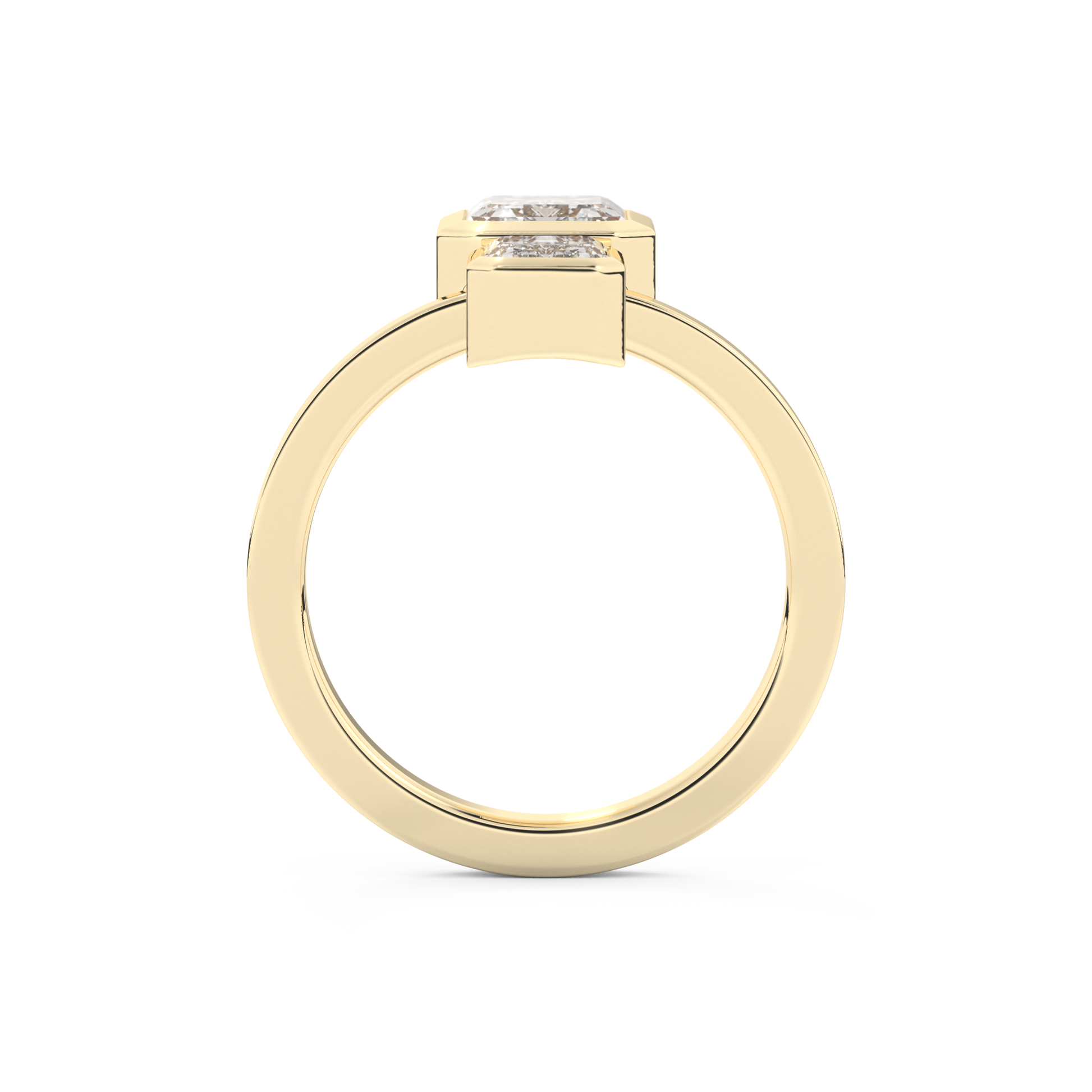 Parallel Diamond Style Wedding Band with 2.43 CT Emerald Cut Moissanite – Yellow, White, or Rose Gold