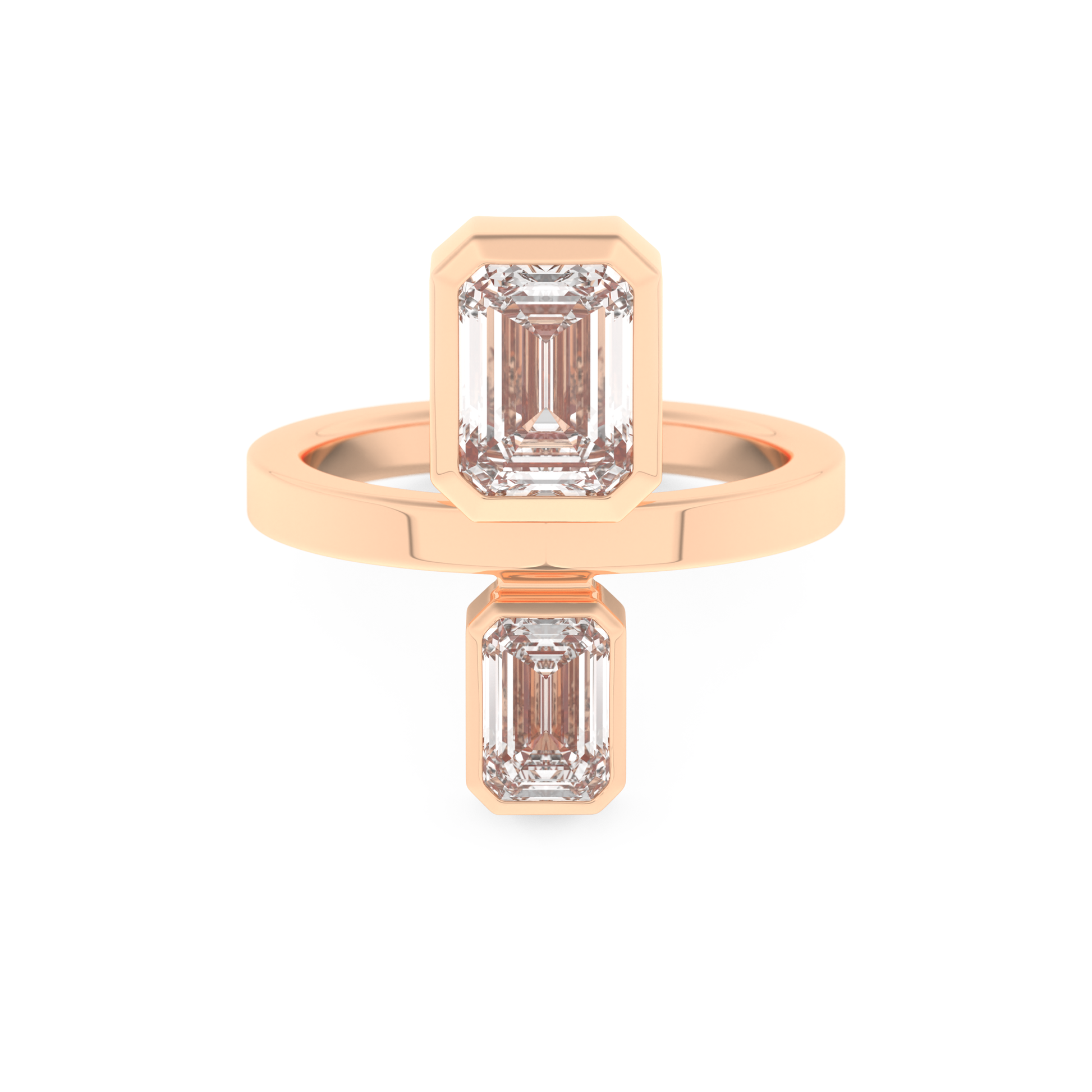 Parallel Diamond Style Wedding Band with 2.43 CT Emerald Cut Moissanite – Yellow, White, or Rose Gold