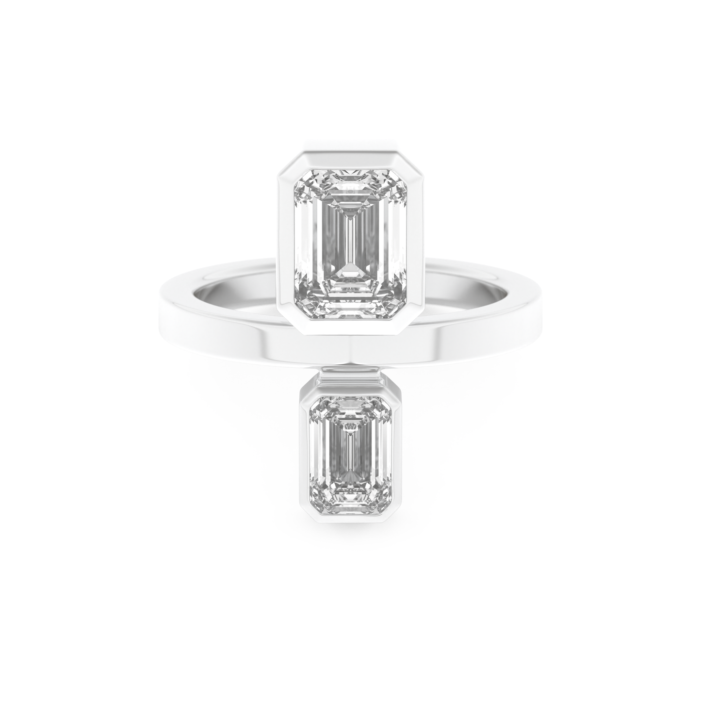 Parallel Diamond Style Wedding Band with 2.43 CT Emerald Cut Moissanite – Yellow, White, or Rose Gold