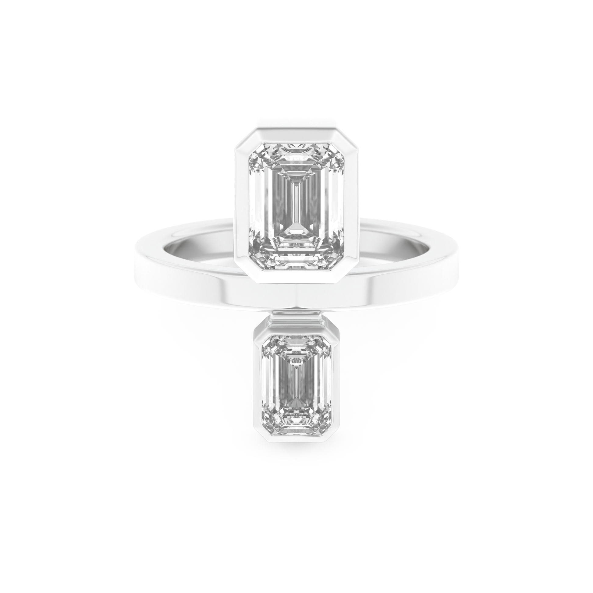 Parallel Diamond Style Wedding Band with 2.43 CT Emerald Cut Moissanite – Yellow, White, or Rose Gold