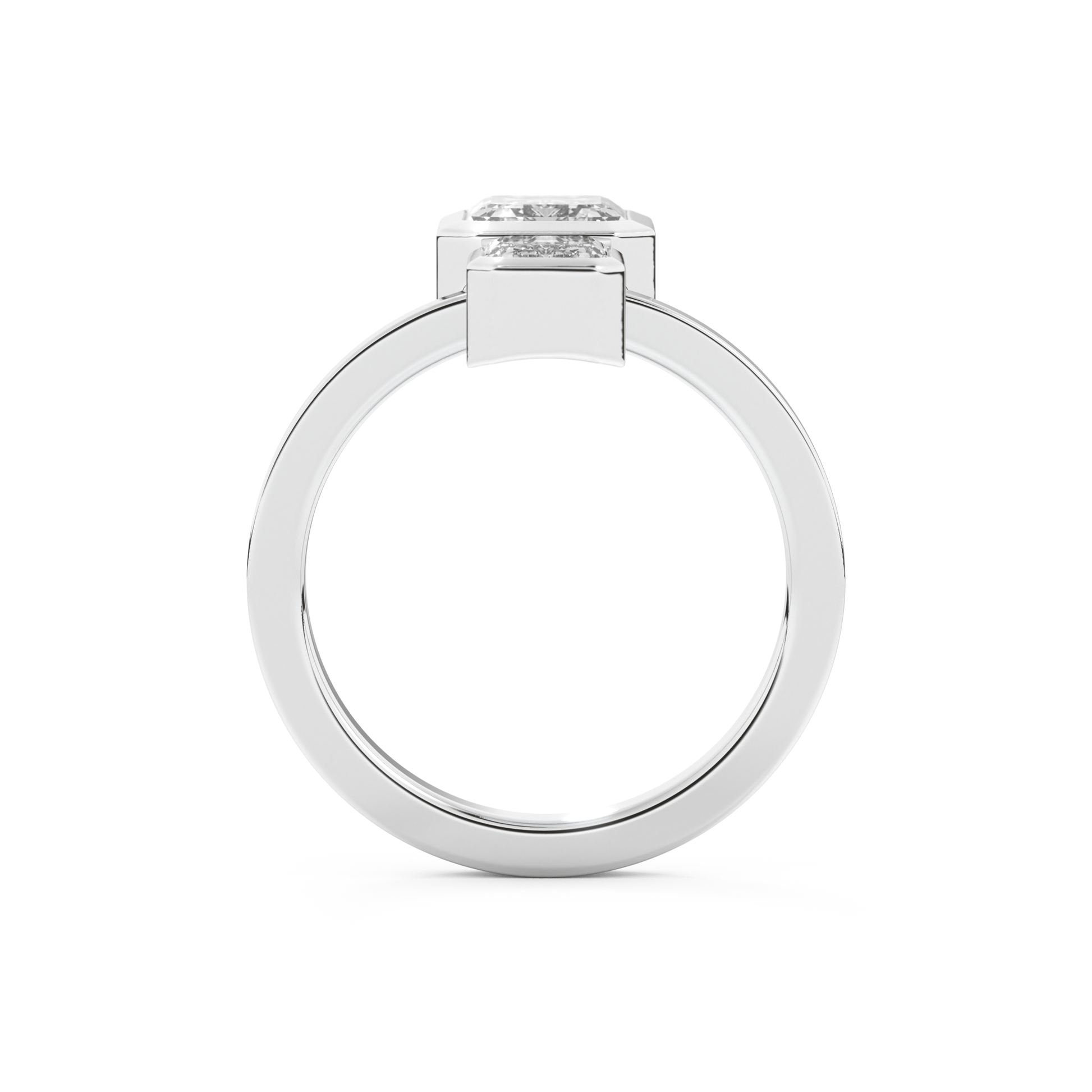 Parallel Diamond Style Wedding Band with 2.43 CT Emerald Cut Moissanite – Yellow, White, or Rose Gold
