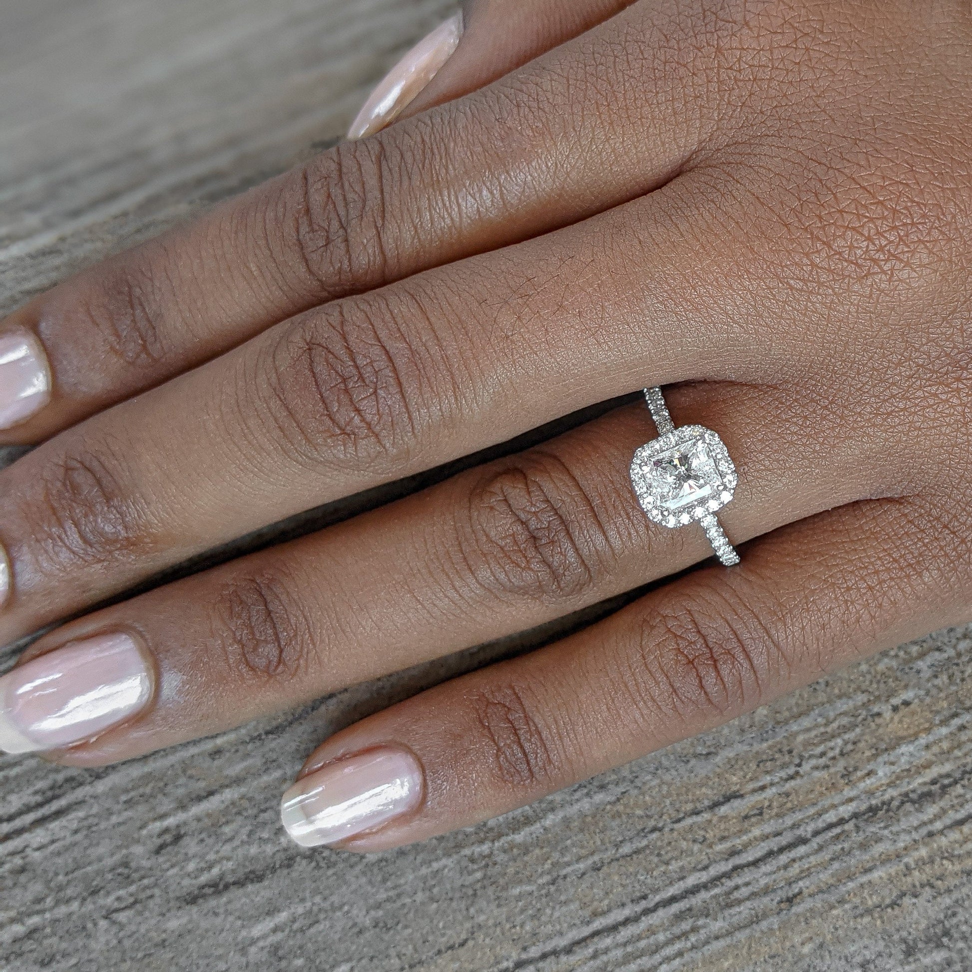 Radiant Halo & Pave Lab Grown Diamond Engagement Ring