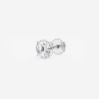 0.8 CT Round Cut Lab Grown Diamond Single Stud Earring