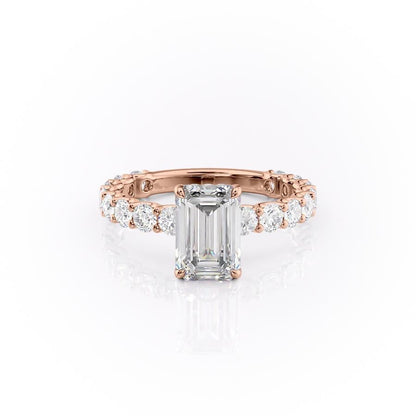 2.30 CT Emerald Cut Pave Setting Moissanite Engagement Ring 12