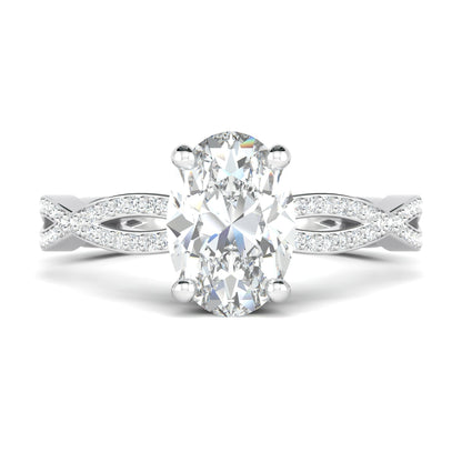 1.33 CT Oval Cut Twisted Pave Moissanite Engagement Ring 6