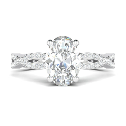 1.33 CT Oval Cut Twisted Pave Moissanite Engagement Ring 6