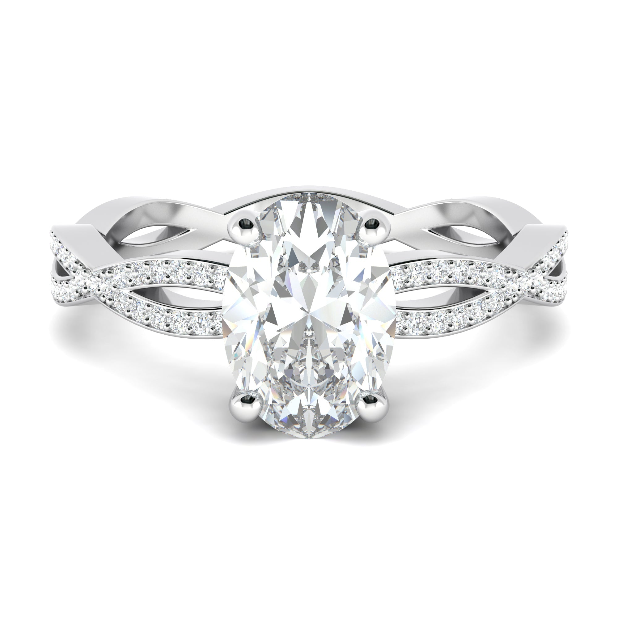 1.33 CT Oval Cut Twisted Pave Moissanite Engagement Ring 5