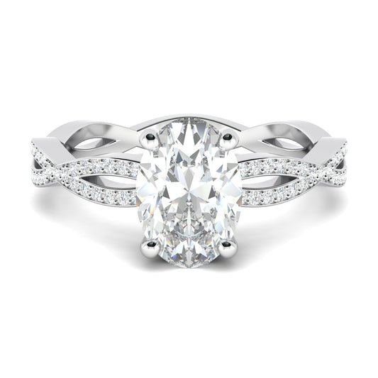 1.33 CT Oval Cut Twisted Pave Moissanite Engagement Ring 5