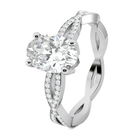 1.33 CT Oval Cut Twisted Pave Moissanite Engagement Ring 7