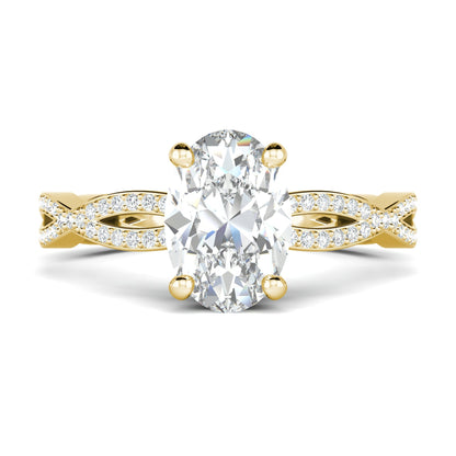 1.33 CT Oval Cut Twisted Pave Moissanite Engagement Ring 11
