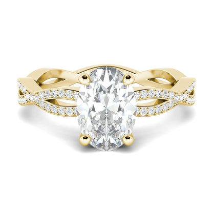1.33 CT Oval Cut Twisted Pave Moissanite Engagement Ring 10