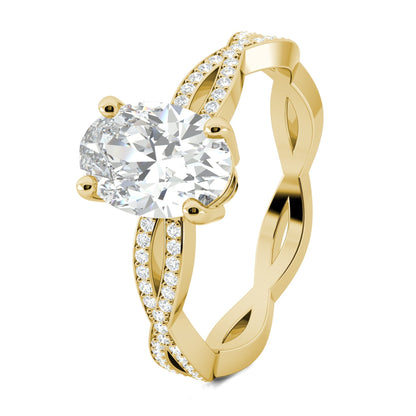 1.33 CT Oval Cut Twisted Pave Moissanite Engagement Ring 12