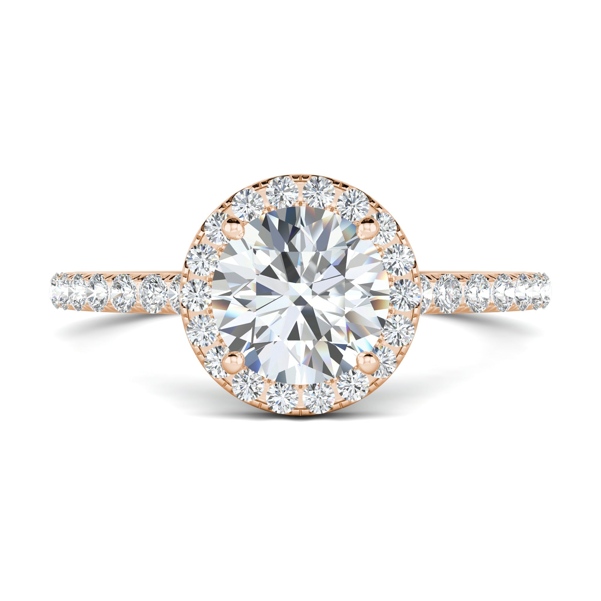 1.0 CT Round Cut Halo Moissanite Engagement Ring 18