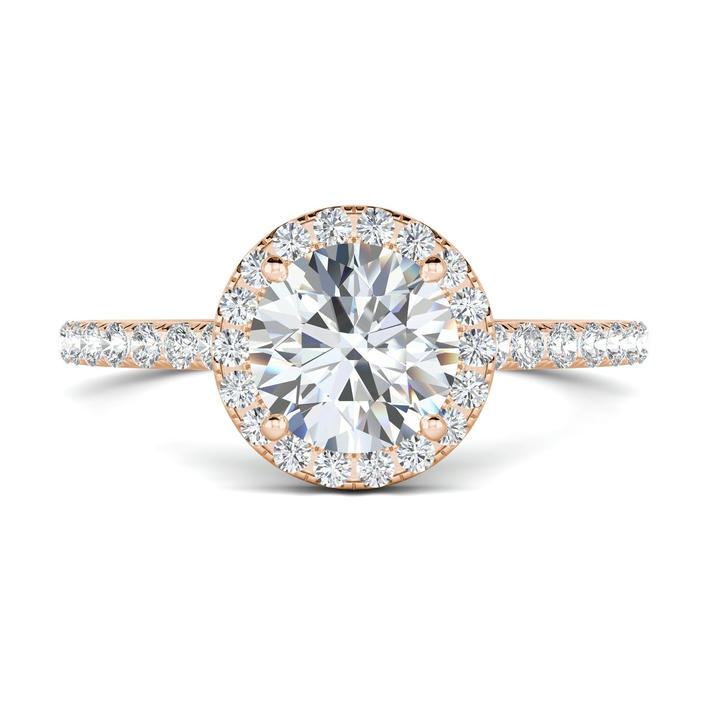 1.0 CT Round Cut Halo Moissanite Engagement Ring 18